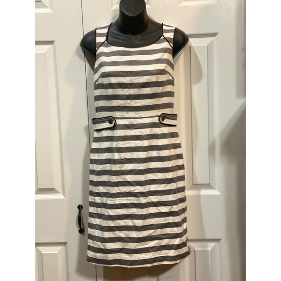 Banana Republic Gray Striped Sleeveless Dress Size 0 Career Party - Picture 2 of 4
